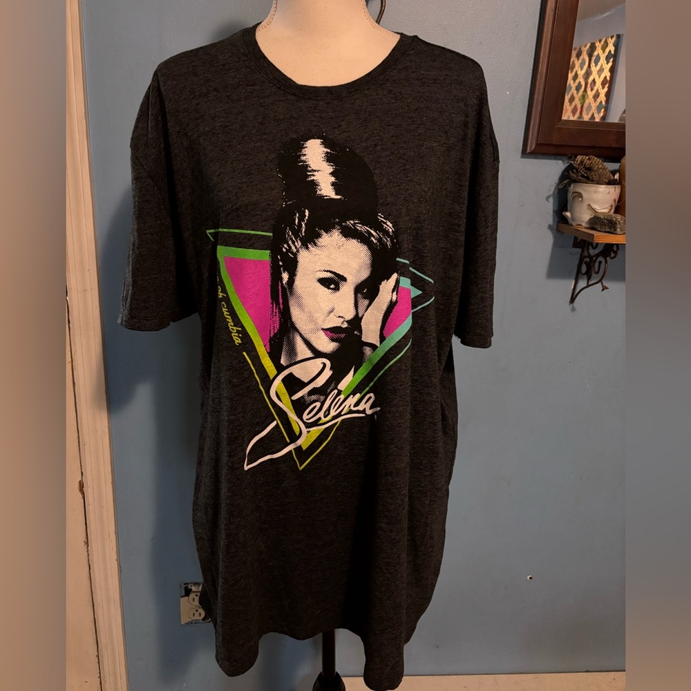Selena, Charcoal Gray, Crew Neck, Graphic, T-Shirt